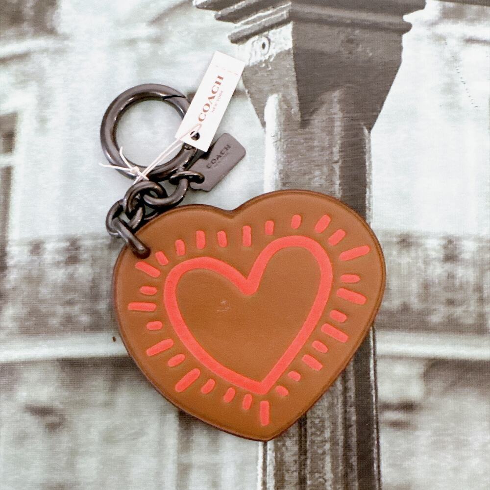 Coach x Keith Haring Leather Heart Bag Charm, Style F87117